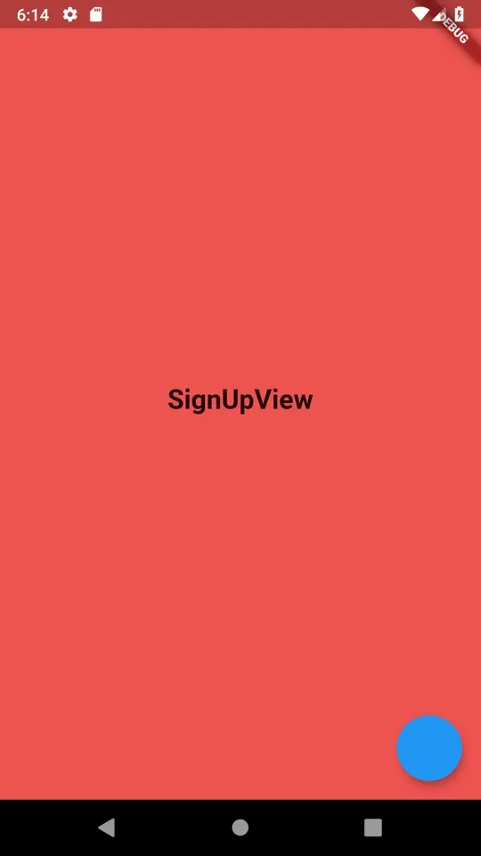 Sign Up view Starting Screen